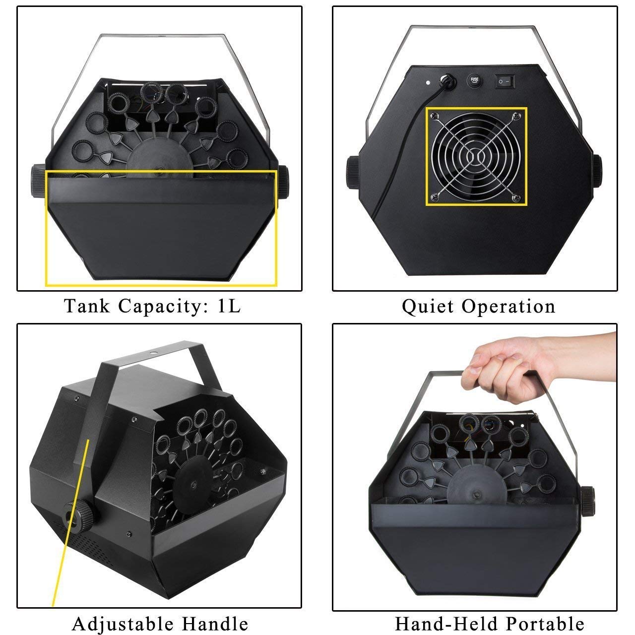 Bubble machine outdoor in use creating colourful bubbles