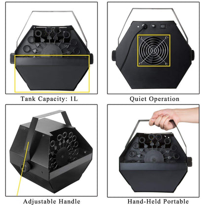 Bubble machine outdoor in use creating colourful bubbles