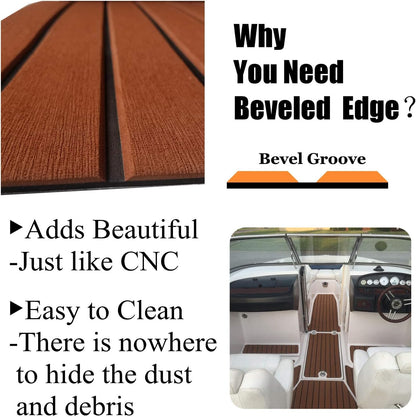 Boat flooring mat edge with black stripe detail