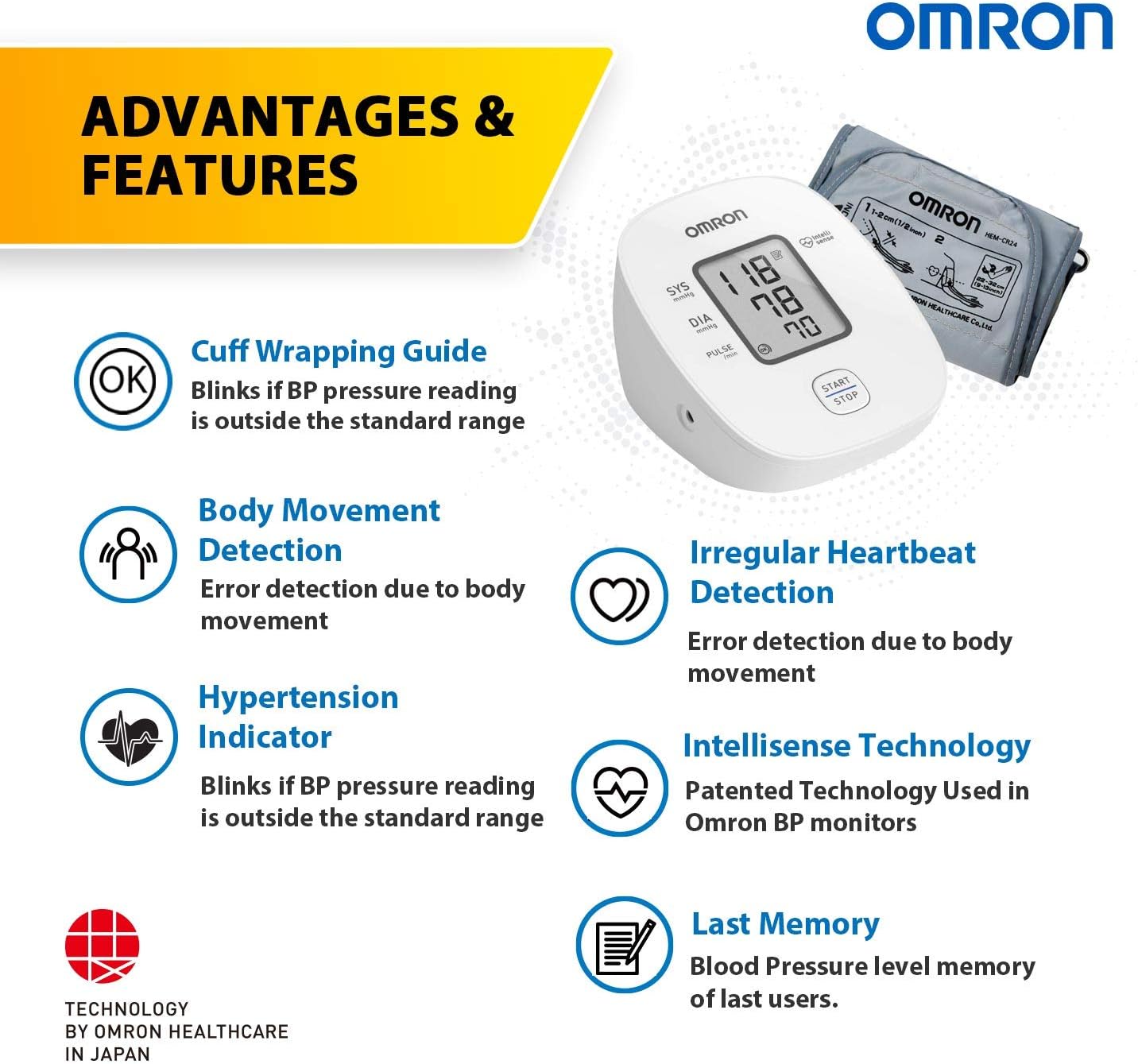 User placing medium cuff on upper arm for Omron HEM7121 monitor