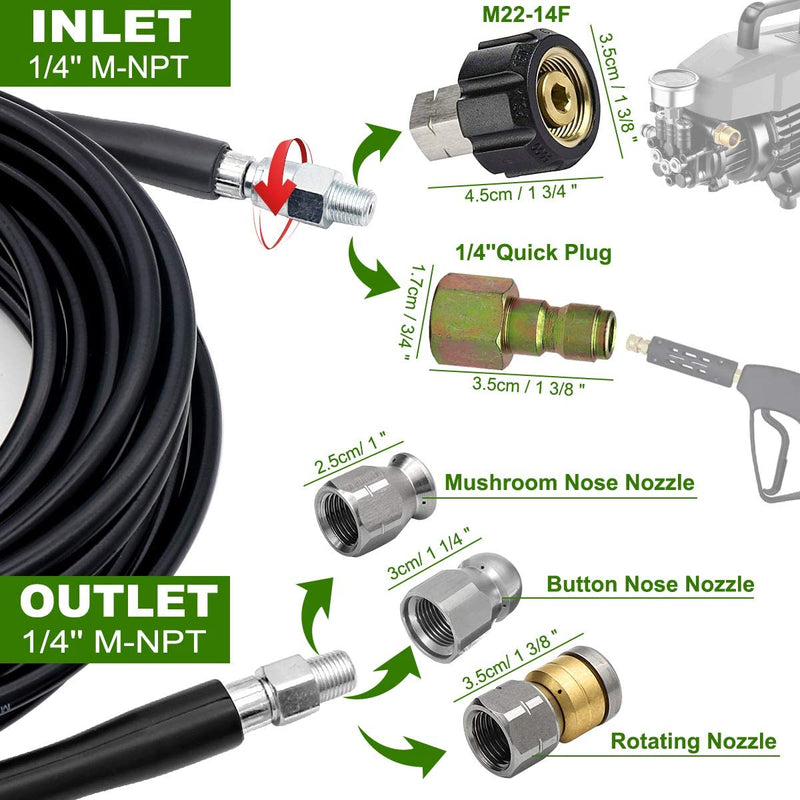 Drain/Pipe Cleaning Kit for Pressure Washers 20m