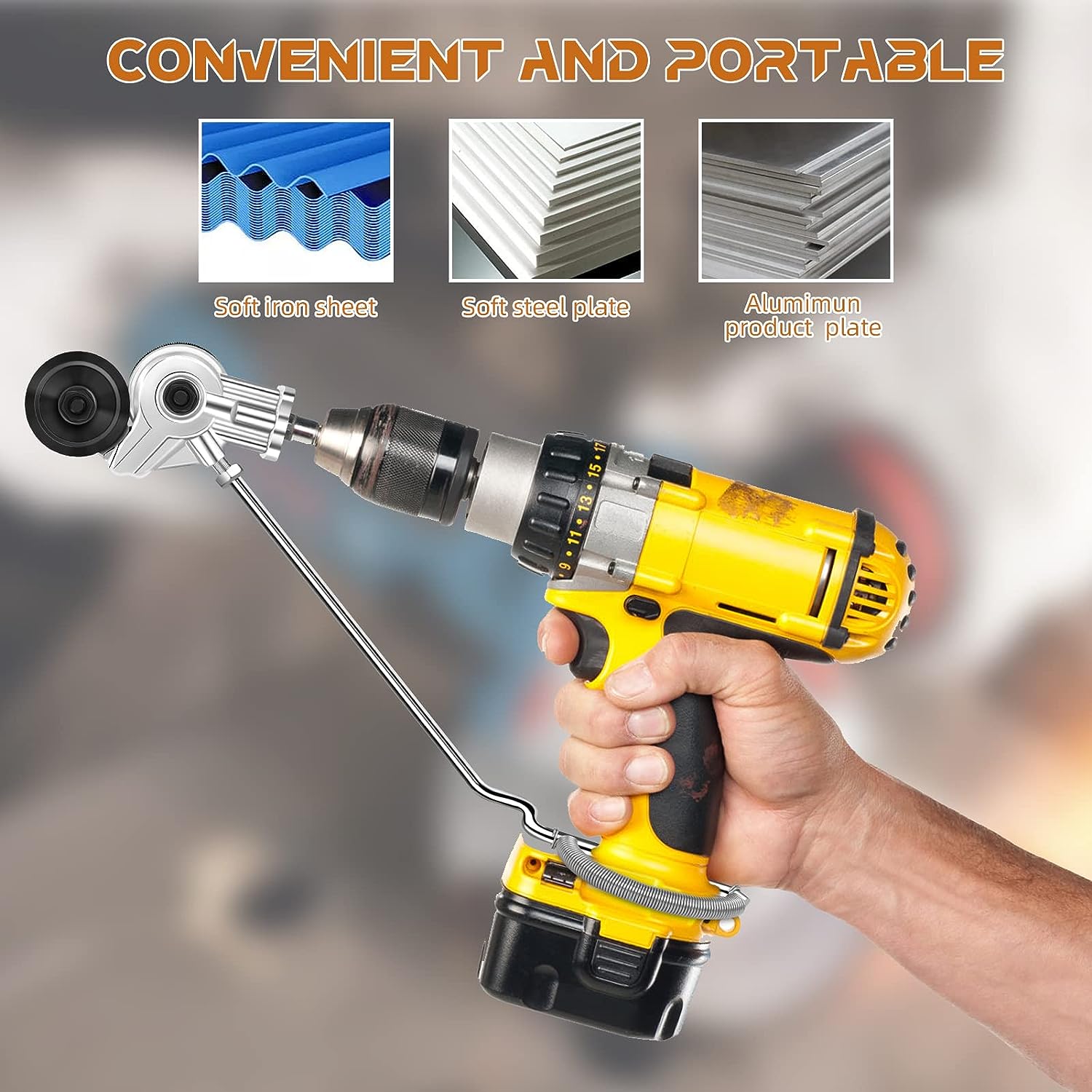 Top view of sheet metal nibbler drill plate cutter with metal gear