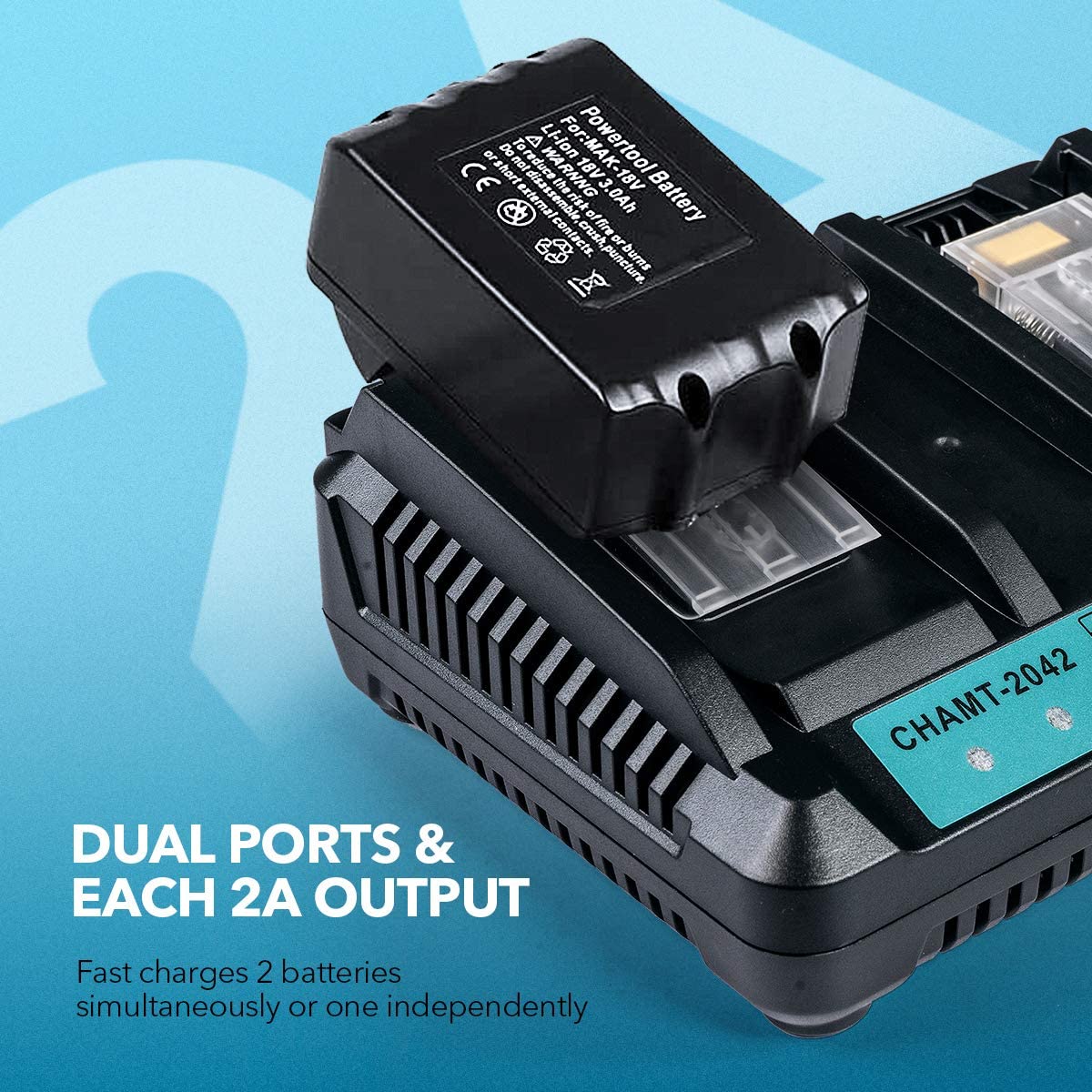 Makita battery charger with compact design for easy storage