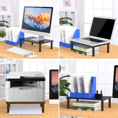 Stable computer monitor screen stand riser with anti-slip legs on desk