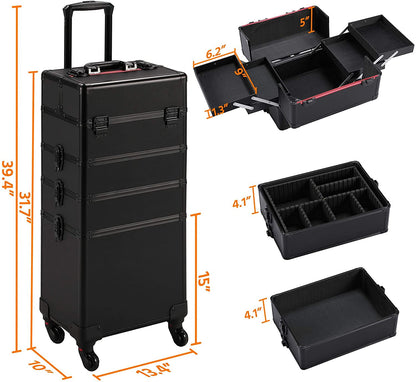 Bottom compartment of makeup travel case trolley for large bottles