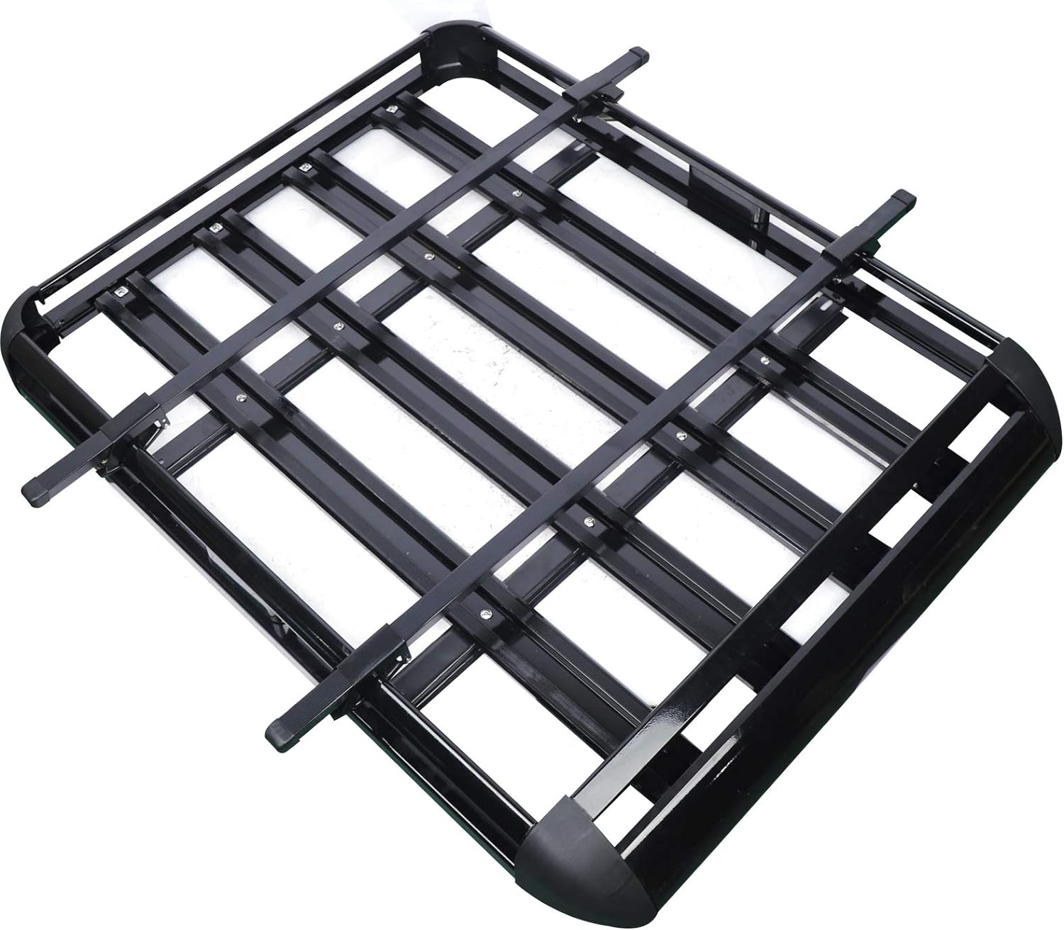 Universal roof rack basket demonstrating easy assembly with instructions