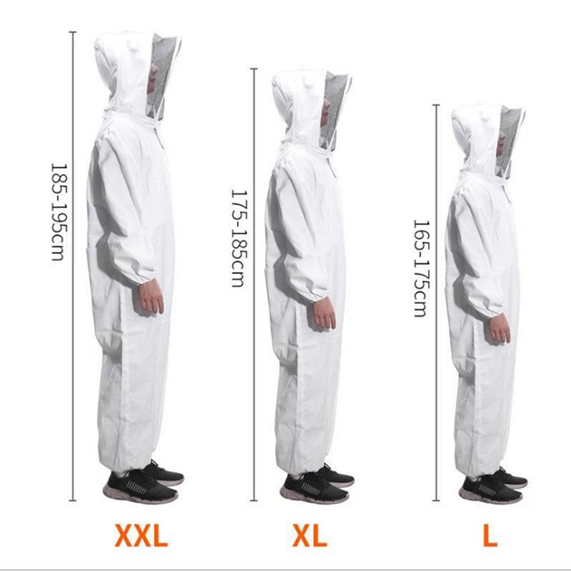 Full Body Beekeeping Suit Hooded Veil Bee Farm Clothing XL