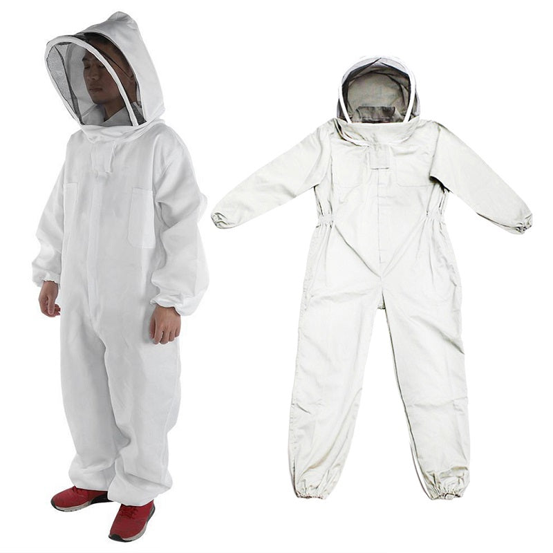 Full Body Beekeeping Suit Hooded Veil Bee Farm Clothing L