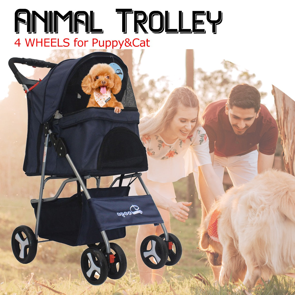 Pet stroller wheel size comparison front and rear