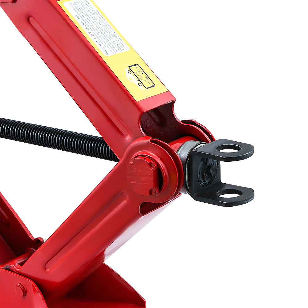 Scissor Jack Heavy Duty – 2 Ton Steel Car Jack with Ratchet Wrench Red