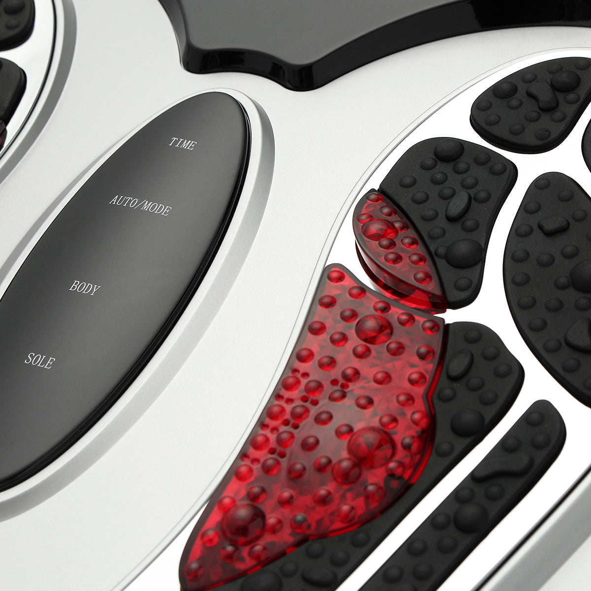 Foot massager showing adjustable intensity settings on display