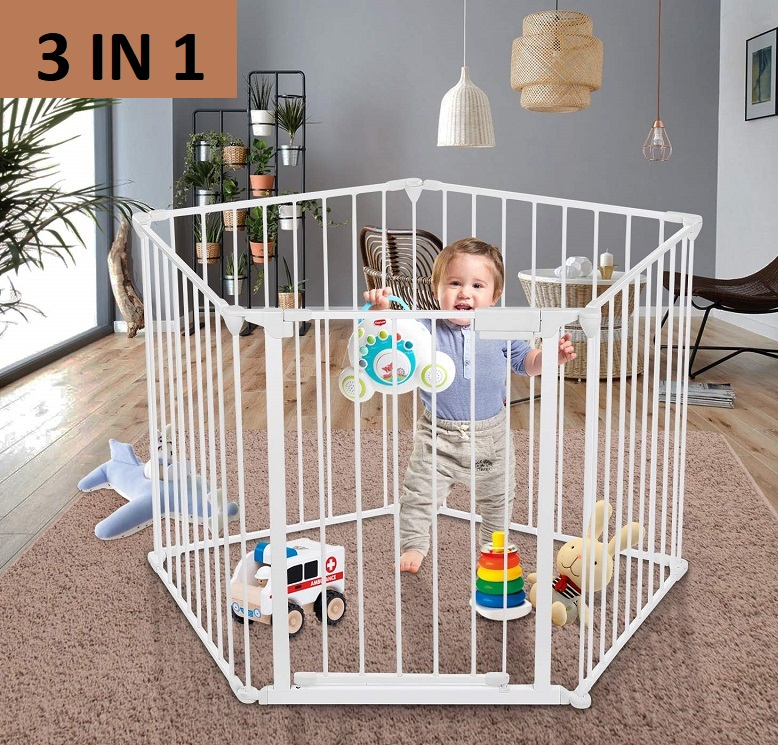 Walk-through door with safety lock on baby safety gate