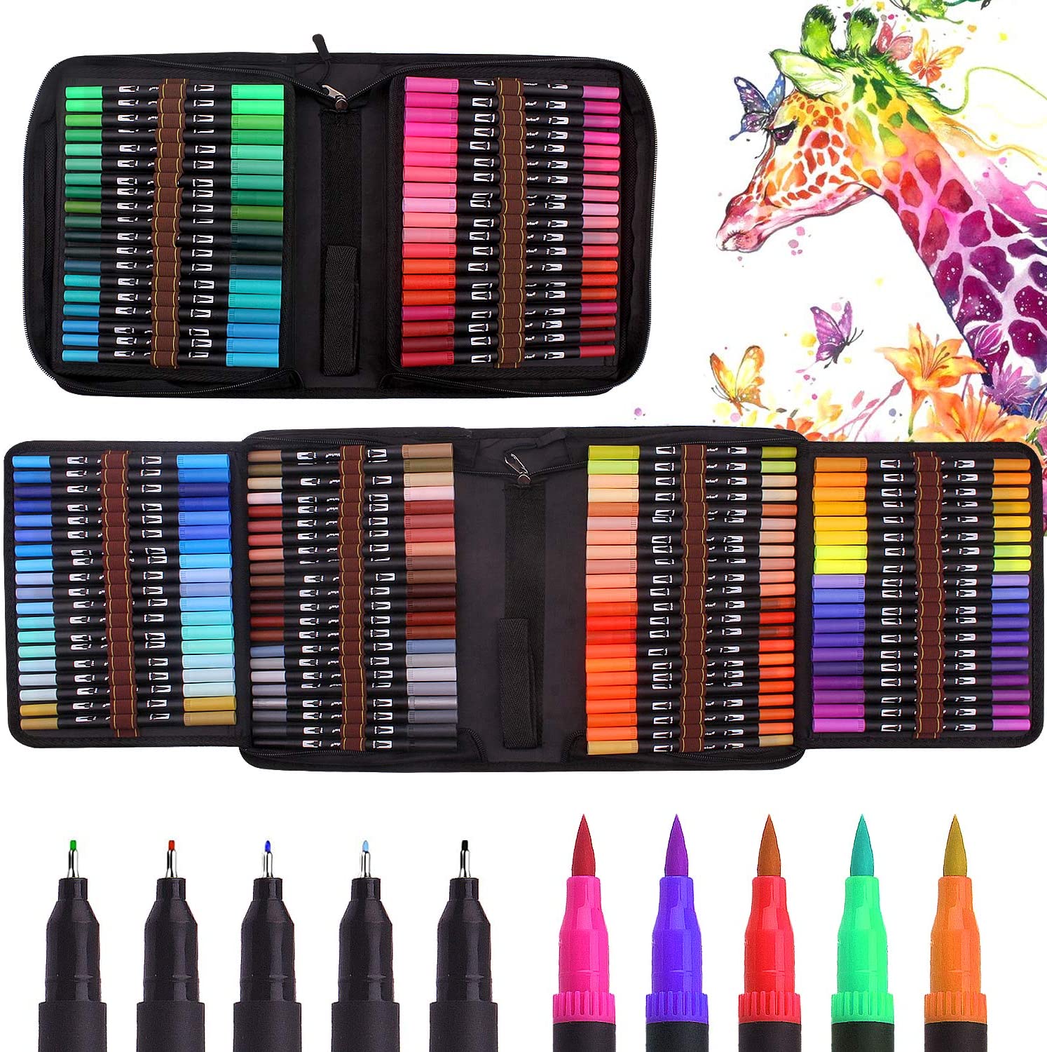 Water colour markers used for adult colouring books and sketches