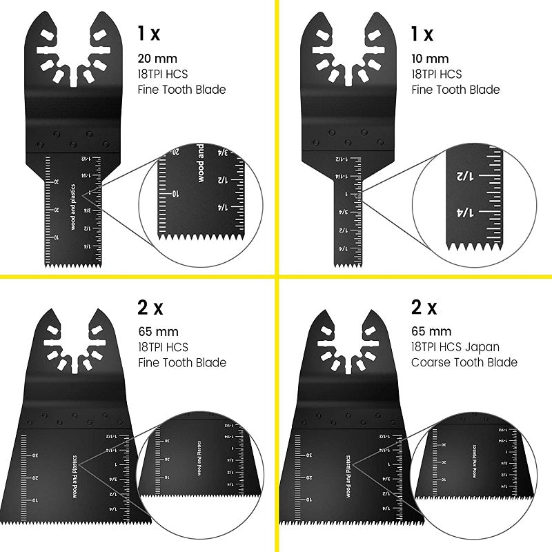 44mm bi-metal oscillating saw blade detail in silver finish