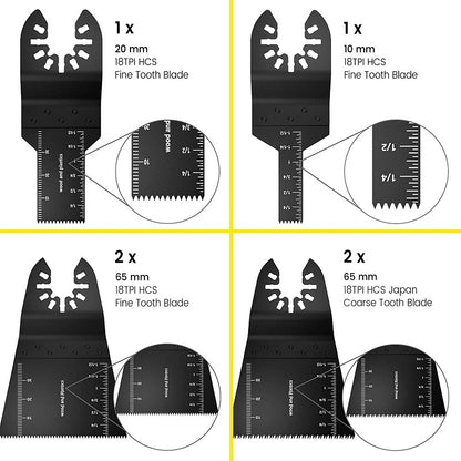 44mm bi-metal oscillating saw blade detail in silver finish
