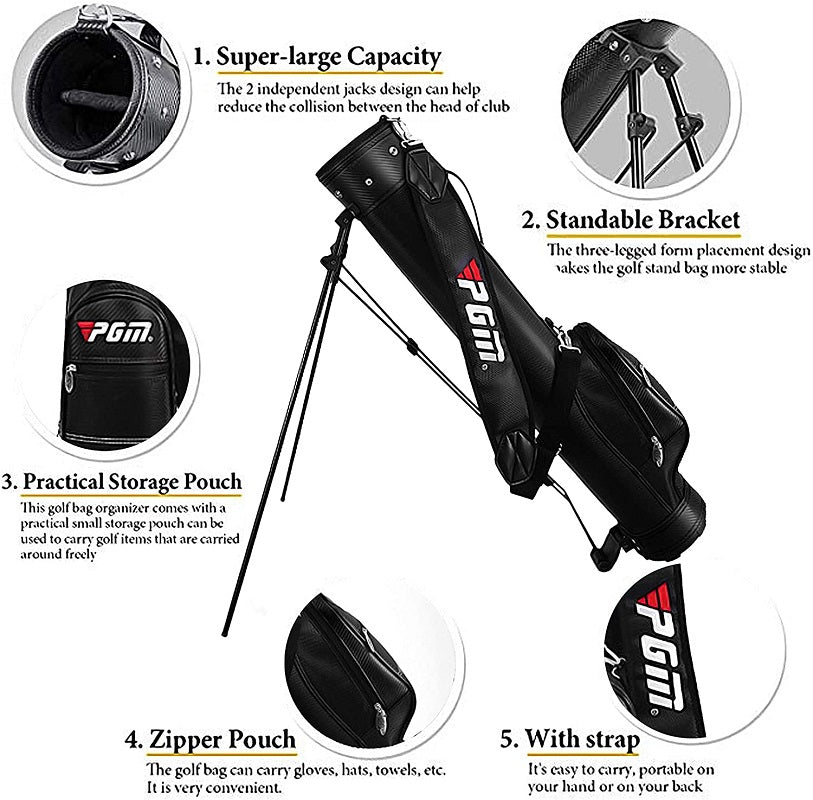 Top view of golf travel bag opening for clubs