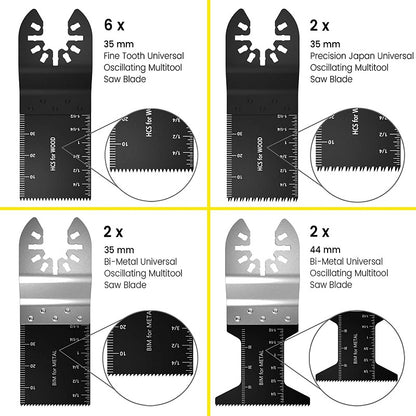 Oscillating saw blades compatible with Makita and Bosch tools