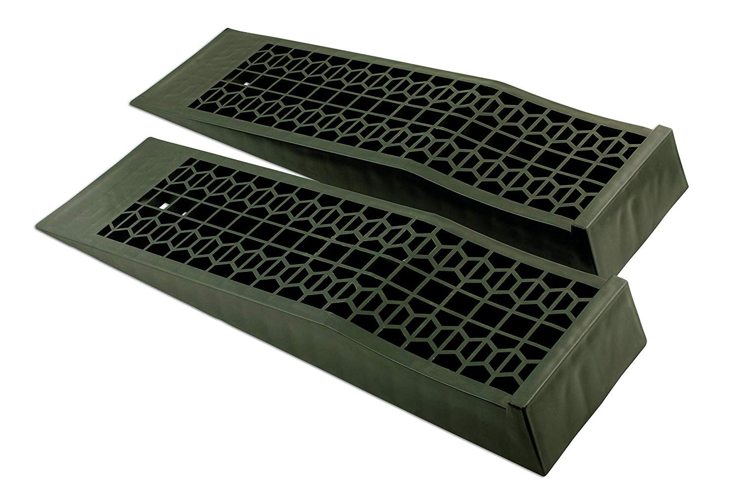 Top view of low profile car ramps 3 ton with tyre stop detail