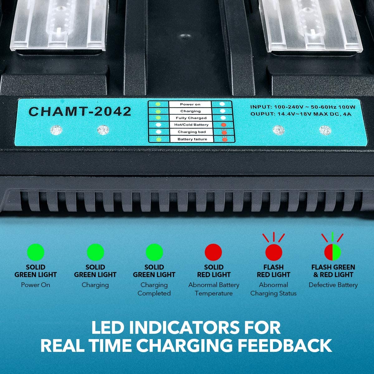 Makita charger with red light showing abnormal battery temperature