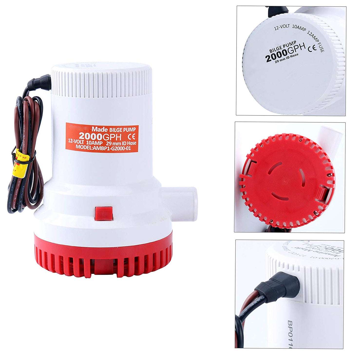 Close up of bilge pump 2000GPH snap lock strainer base