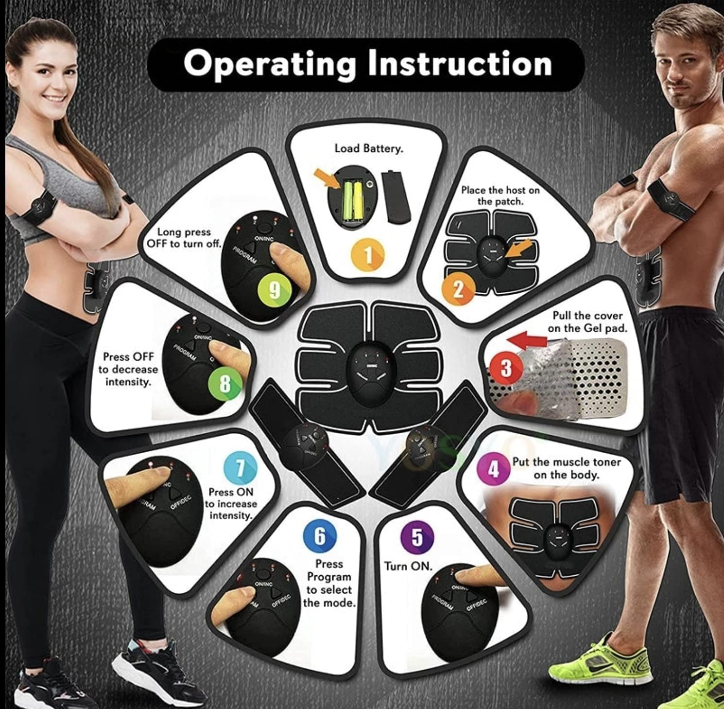 Compact abdominal machine EMS trainer with battery slot