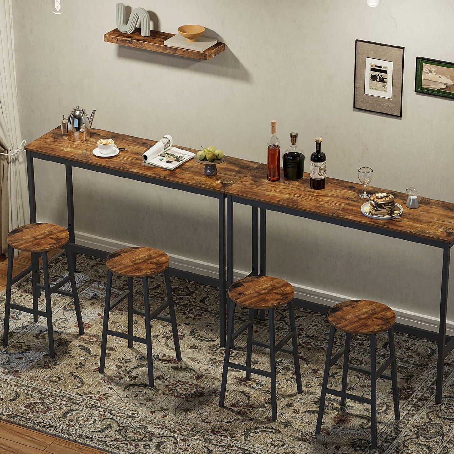 Rustic Bar Table Set with 2 Bar Stools
