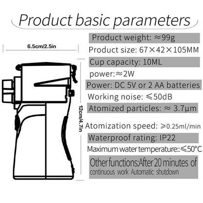 Ultrasonic nebulizer inhaler USB cable connection detail