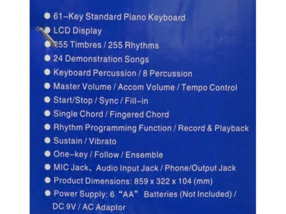Keyboard Piano control panel with rhythm and tone buttons