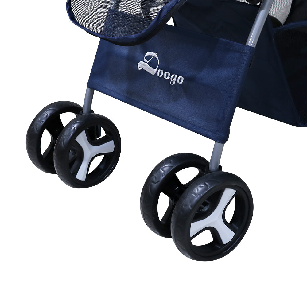 Large storage basket under pet stroller for toys