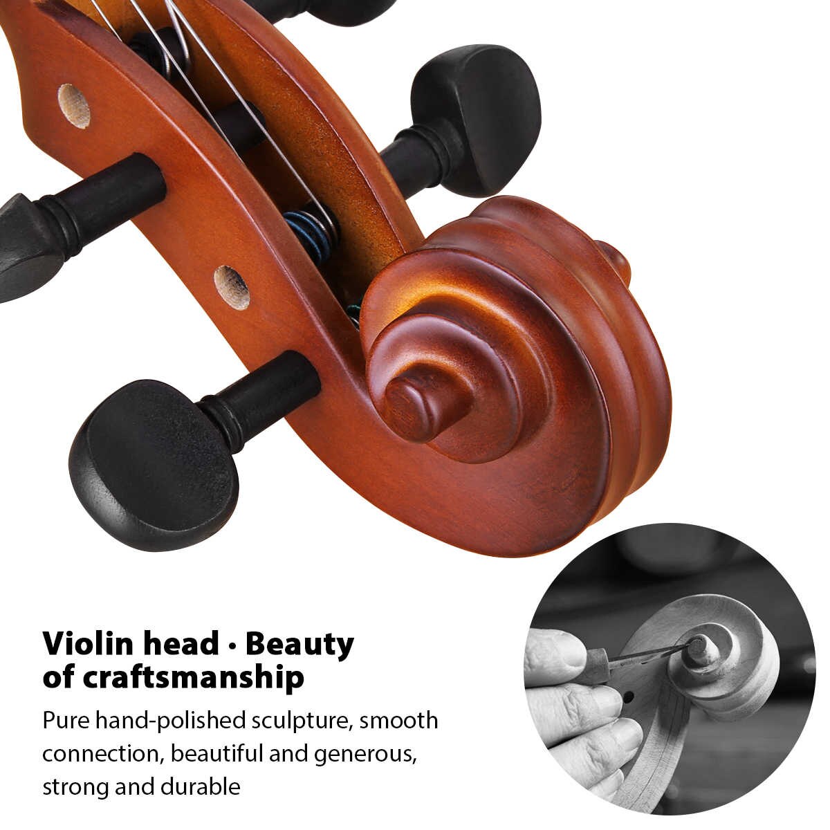 Open case with violin 44 natural wood inside