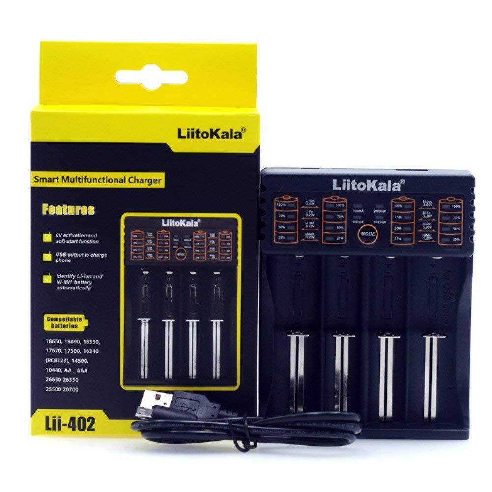 Close-up of LED indicators on AA and AAA battery charger