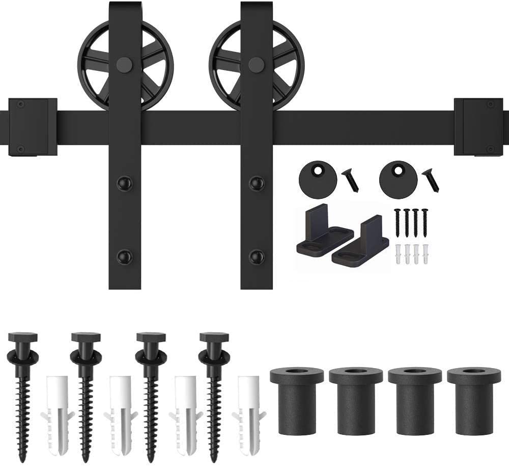 Barn door hardware anti-jump pad installed on track