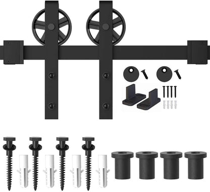 Barn door hardware anti-jump pad installed on track