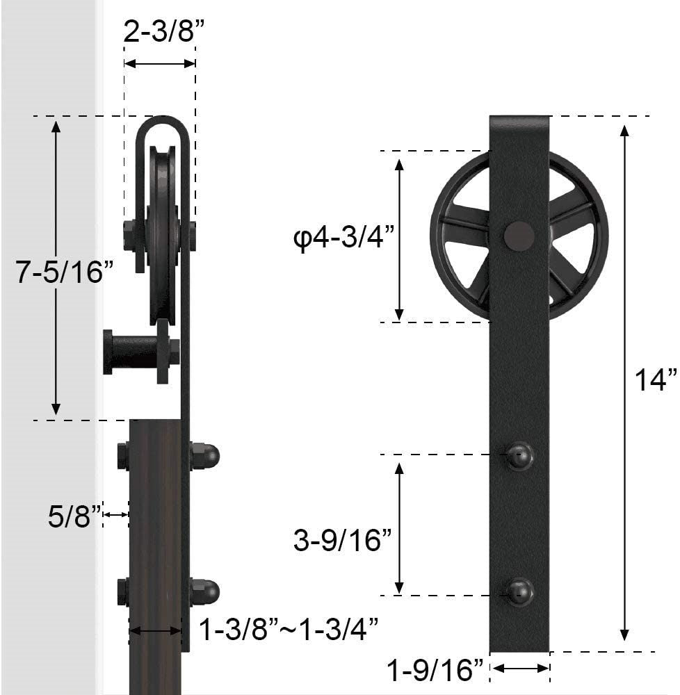 Barn door hardware door guide installed at floor level for stability