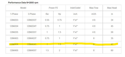 Stainless Steel CBM404-A 1000W Multistage Water Pump Medium Large House Farm
