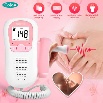 Fetal Doppler baby heartbeat detector with loudspeaker feature