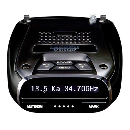 Close up of Uniden DFR7 GPS built-in feature