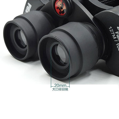Binoculars showing blue membrane optical glass lens