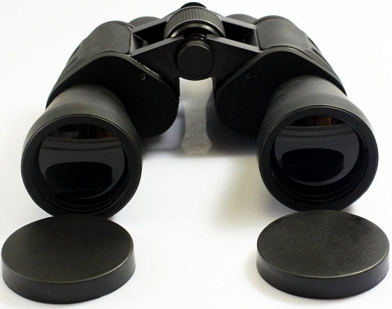 Binoculars with non-slip rubber lens body detail
