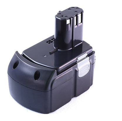 Hitachi 18V battery in black plastic casing with blue label