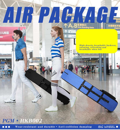 Golf travel bag with wheels packed with standard 13 club set