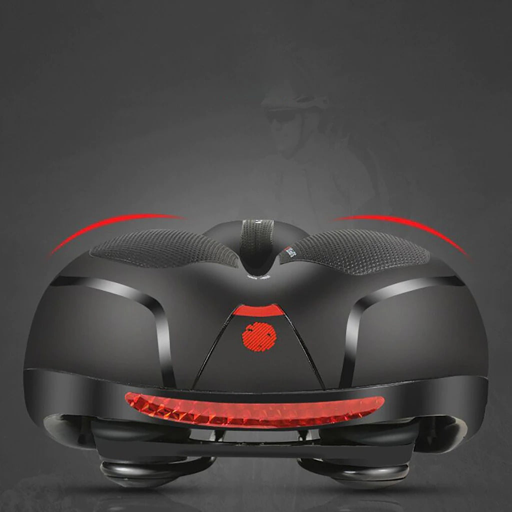 Top view of bike saddle with breathable hollow design