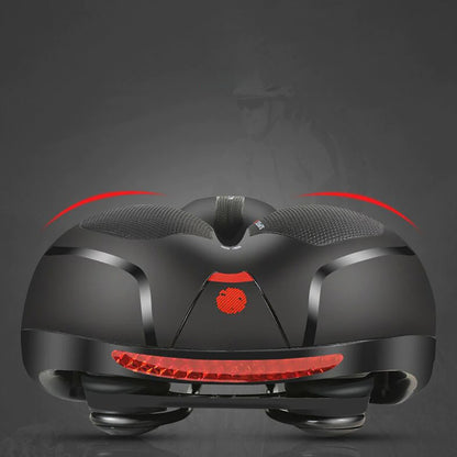 Top view of bike saddle with breathable hollow design