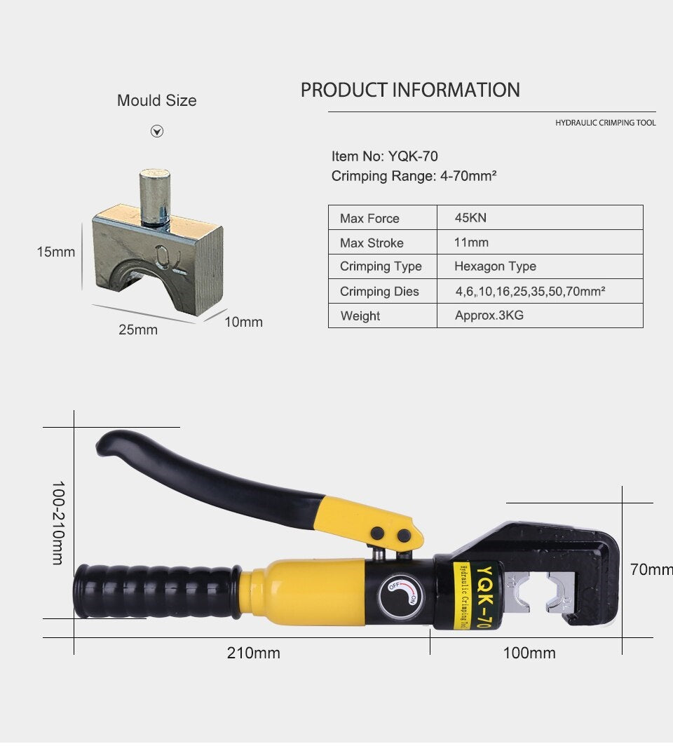 Hydraulic crimping tool compact design for narrow spaces