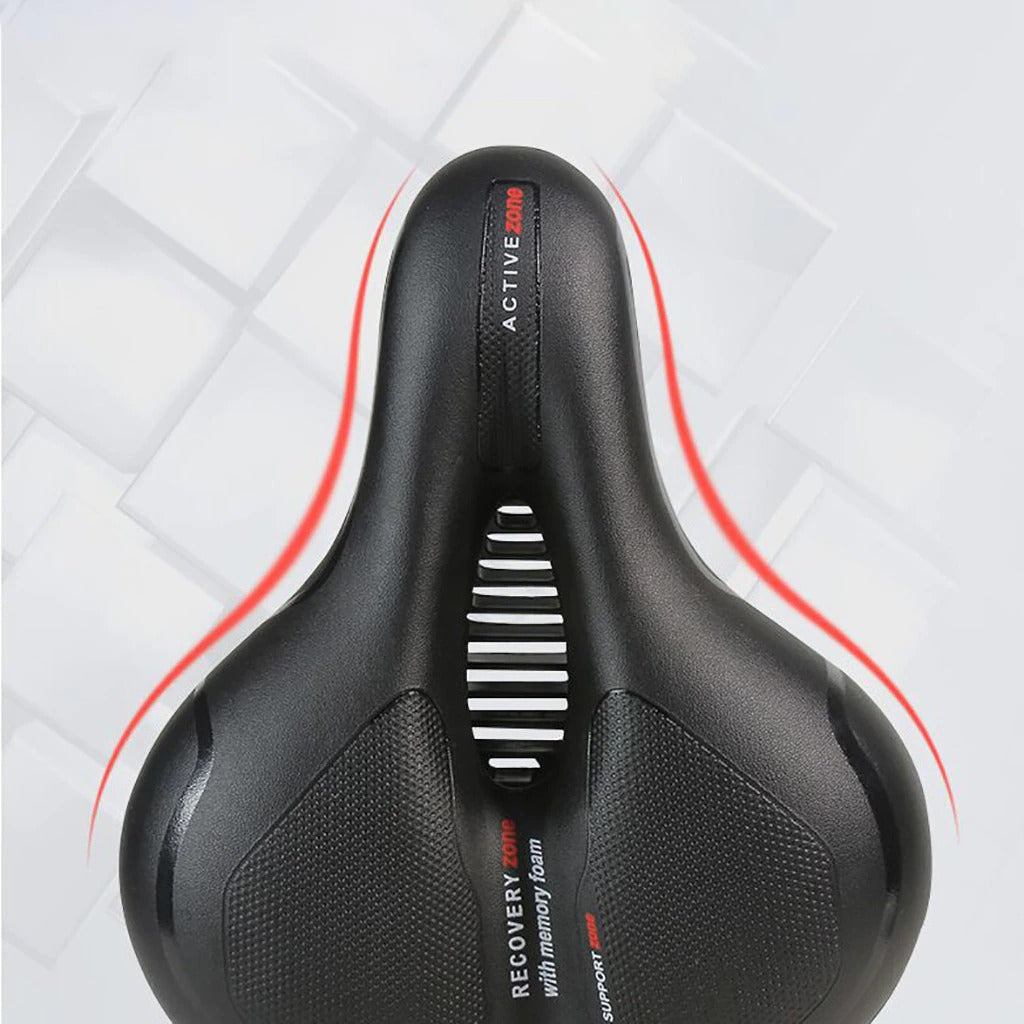 Profile of bike saddle highlighting ergonomic shape