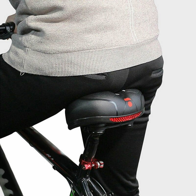 Bike saddle with visible stitching and durable finish