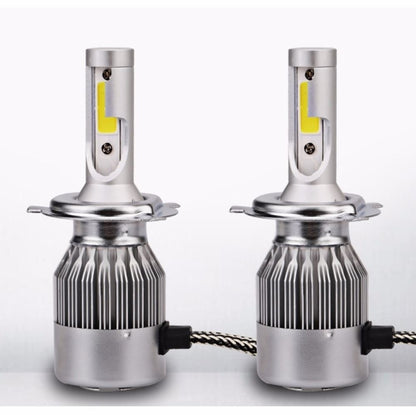 H4 LED bulbs installed in a car headlight housing