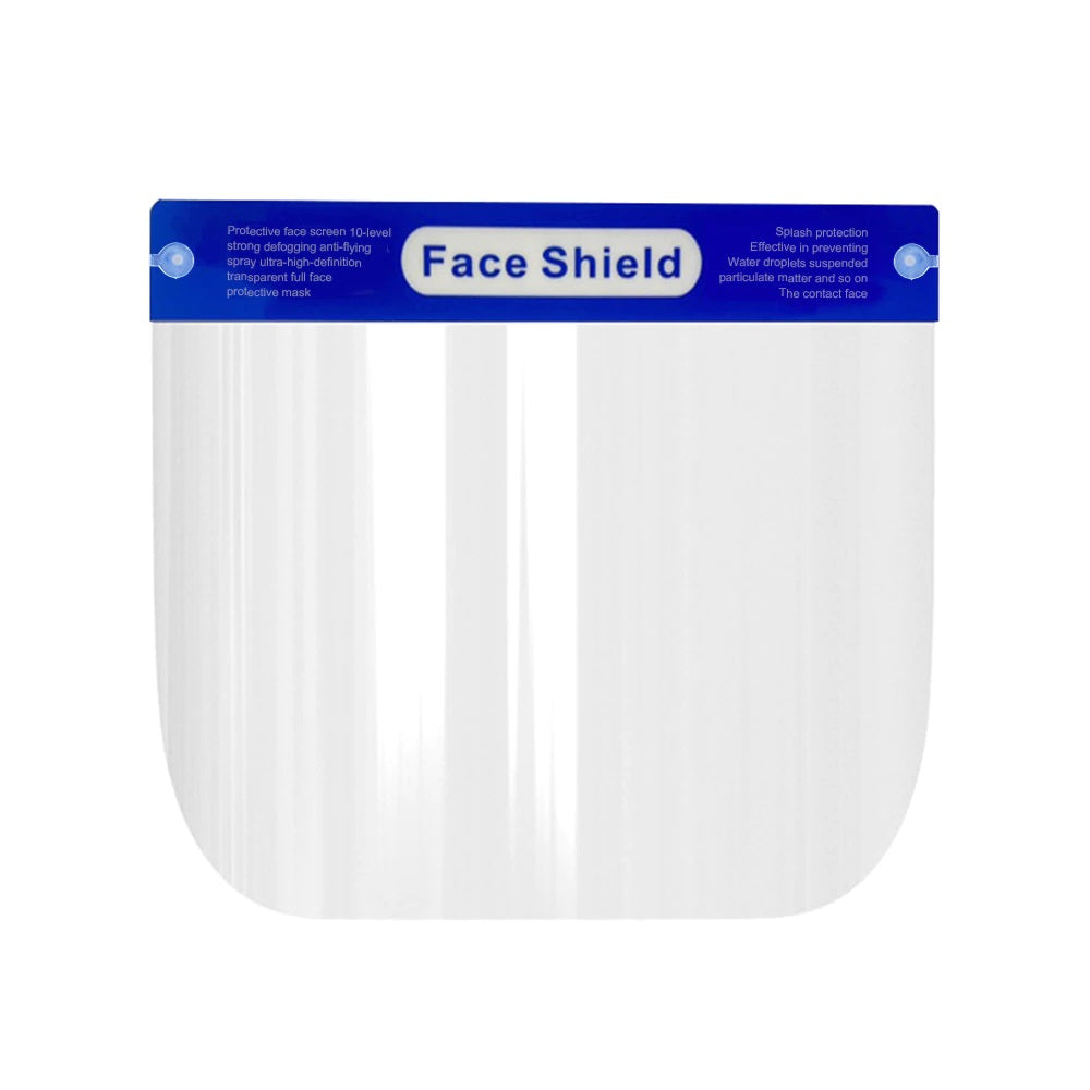 Close up of transparent PET material on protective face shield