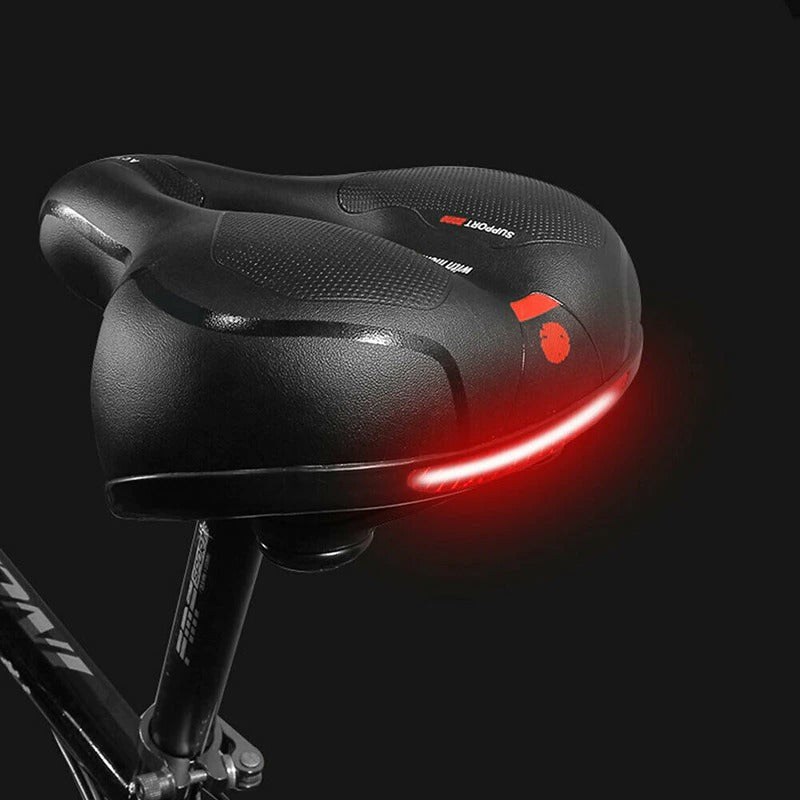 Bike saddle mounted on a mountain bike frame