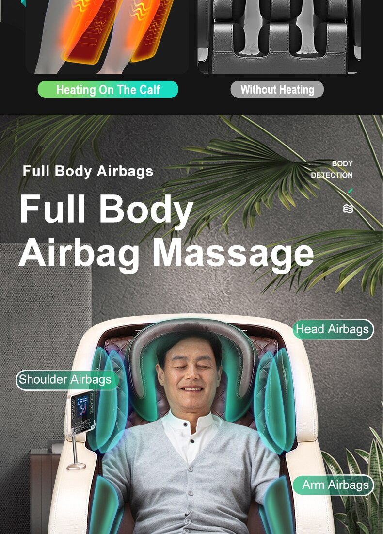 User sitting comfortably in massage chair with remote